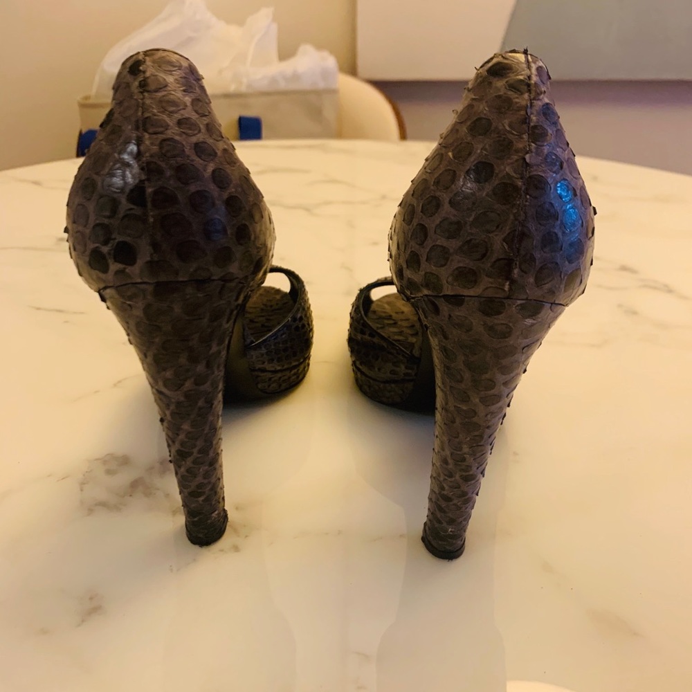Sergio Rossi Peep Toe D’orsay, Gray Python Heels - image 3